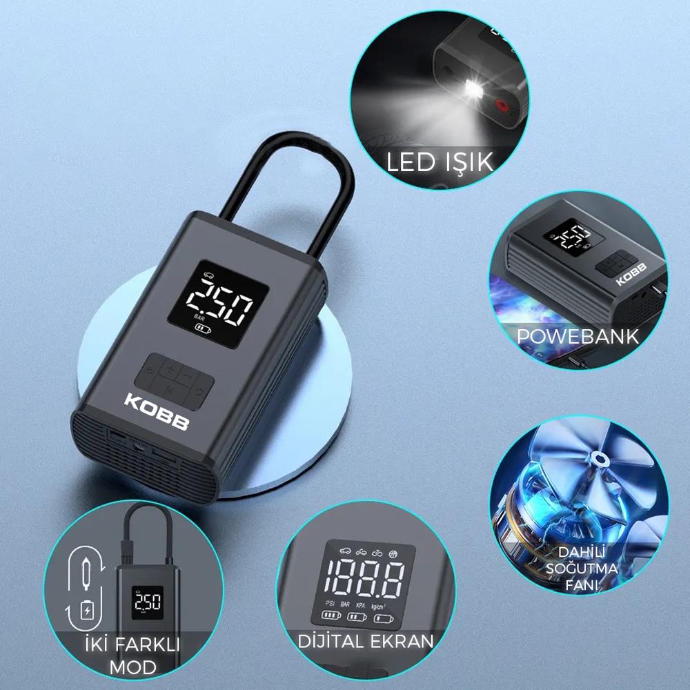 kobb-kb425-12v-sarjli-li-ion-150-psi-dijital-gostergeli-akilli-lastik-sisirme-pompasi-powerbank-sos-led-lamba-17522