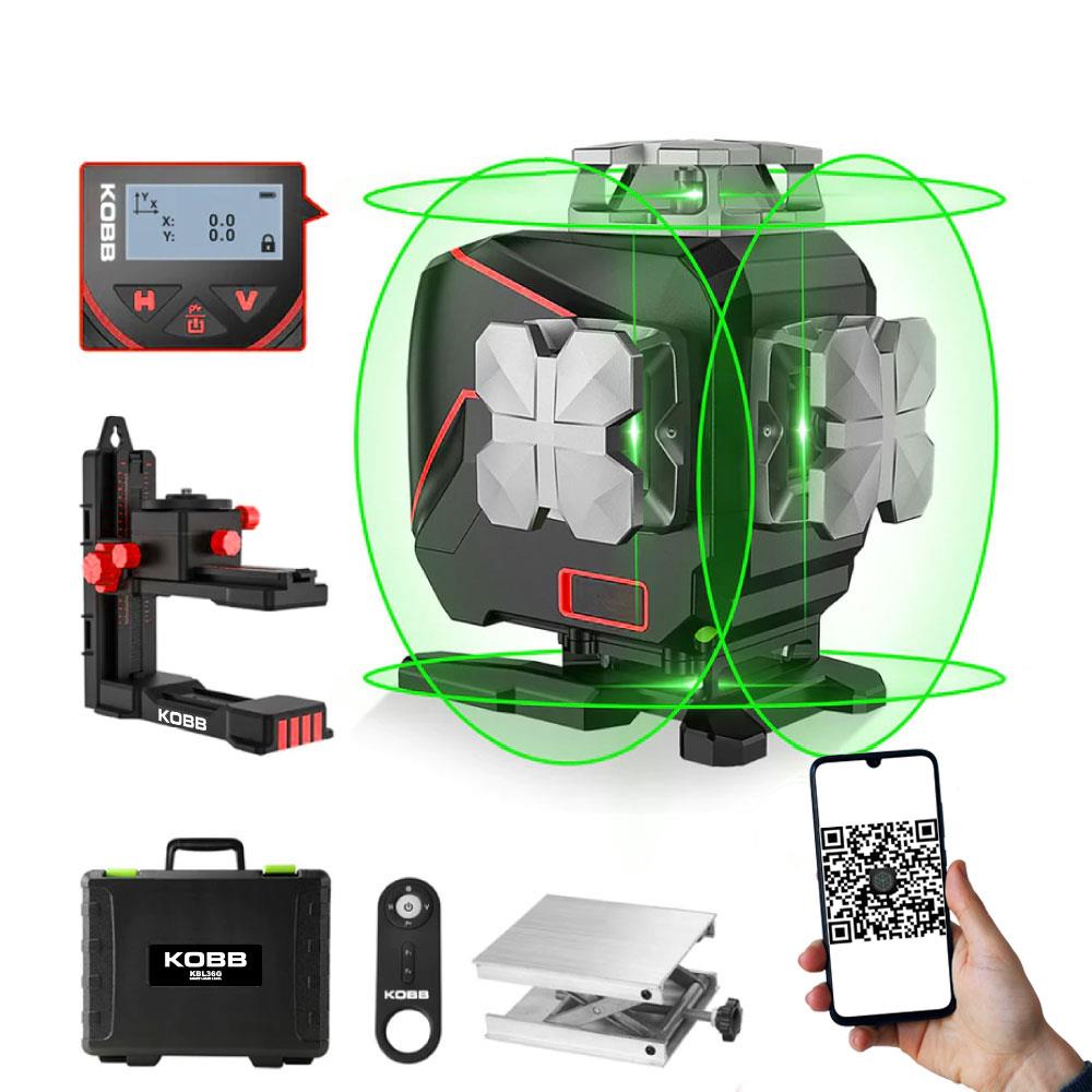 kobb-kbl36g-profesyonel-li-ion-sarjli-4x360-lcd-ekran-otomatik-hizalamali-yesil-capraz-cizgi-lazer-distomat-uzaktan-kumanda-tasima-cantasi-18401