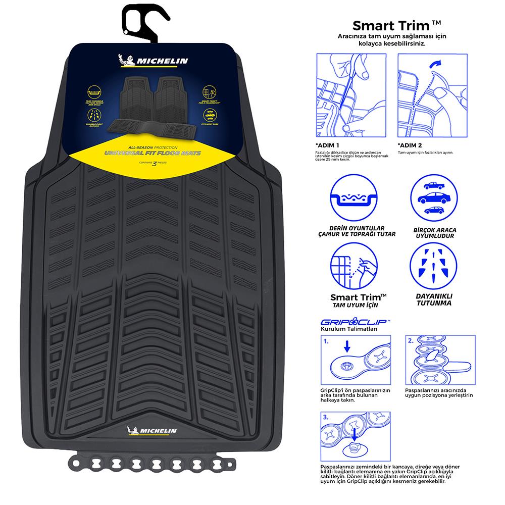 michelin-mc33863-tum-araclara-uyumlu-3-parca-universal-3d-havuzlu-oto-paspas-24349