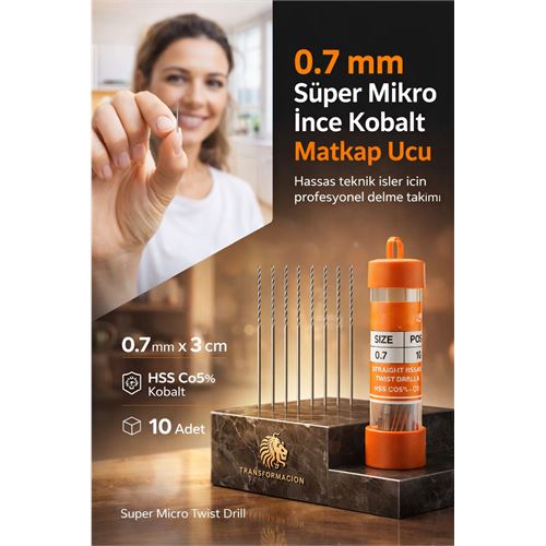 0.7mm Süper Mikro İnce HSS Kobalt Mikro Matkap Ucu Seti (10'lu) 723193