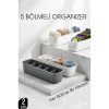 5 Bölmeli Dolap ve Çekmece İçi 2’li Set Organizer Kutusu (Gri & Beyaz) 722440
