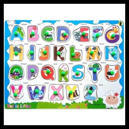 Ahşap Çocuk Gelişimi Neşeli Harfler Puzzle Yapboz