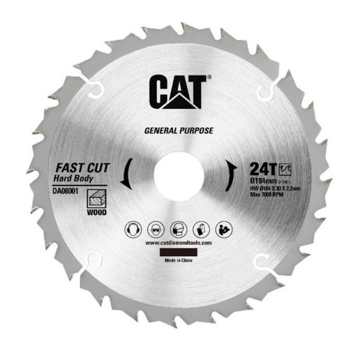 CAT DA08001 184x30mm Ahşap Kesme Elmas, Daire Testere Bıçağı 24 Diş