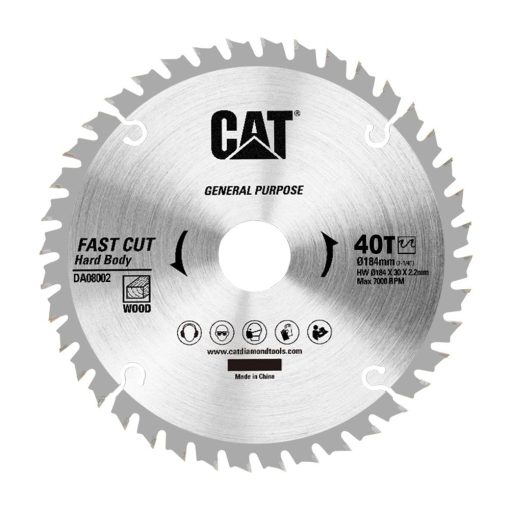 CAT DA08002 184x30mm Ahşap Kesme Elmas, Daire Testere Bıçağı 40 Diş