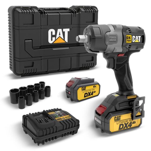 CAT DX7020.1 18Volt 4.0 Ah Çift Akülü Kömürsüz 700/880Nm Profesyonel Şarjlı Somun Sıkma + 10 Adet Lokma Ucu