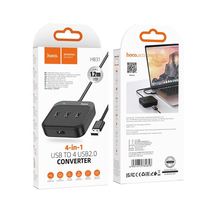 hoco-hb31-easy-4in1-usb-to-4x-usb2-0-hub-cevirici-donusturucu-adaptor-1-2m-11604