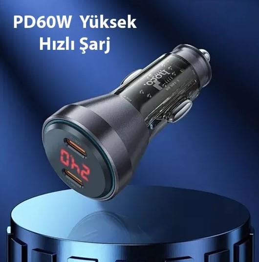 hoco-nz12c-graceful-pd60w-2-type-c-girisli-arac-cakmakli-hizli-sarj-aleti-21877