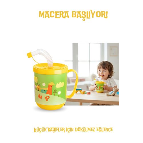 Premium Pipetli Çocuk Bardağı 350 ml -Alıştırma Bardağı ve Suluk