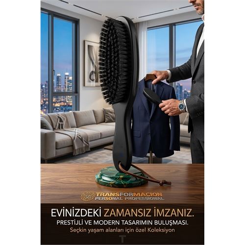 Siyah Ahşap Elbise Fırçası - Premium Deri İpli Pantolon ve Ceket Bakımı 722944