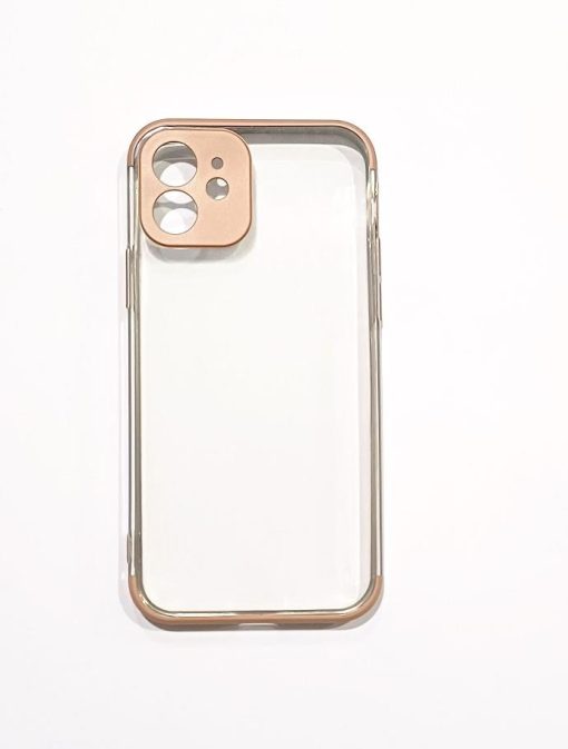 iphone 12 Kenarları Renkli Şeffaf Silikon Korumalı Arka Kılıf Kahve