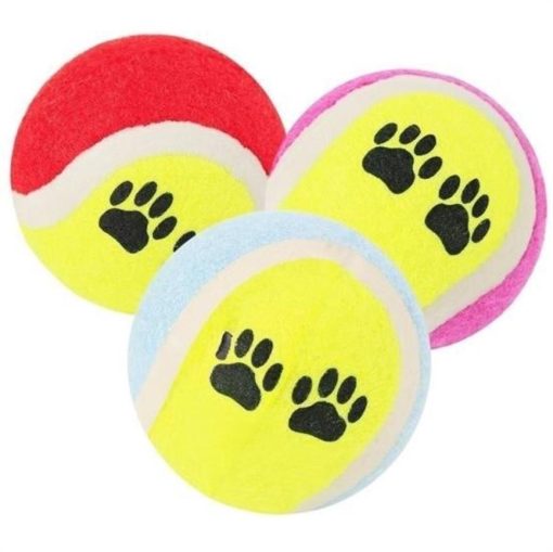 Süslüpati 3lü Renkli Desenli Tenis Topu Kedi Köpek Oyuncağı