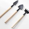 Zhltools Minyatür ahşağ bahçe aletleri seti Bitki Ekim Bakım Seti 3 Parça