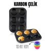 Zhltools 6 lı Muffin Kalıbı Teflon Çelik  100 Muffin Kağıtlı