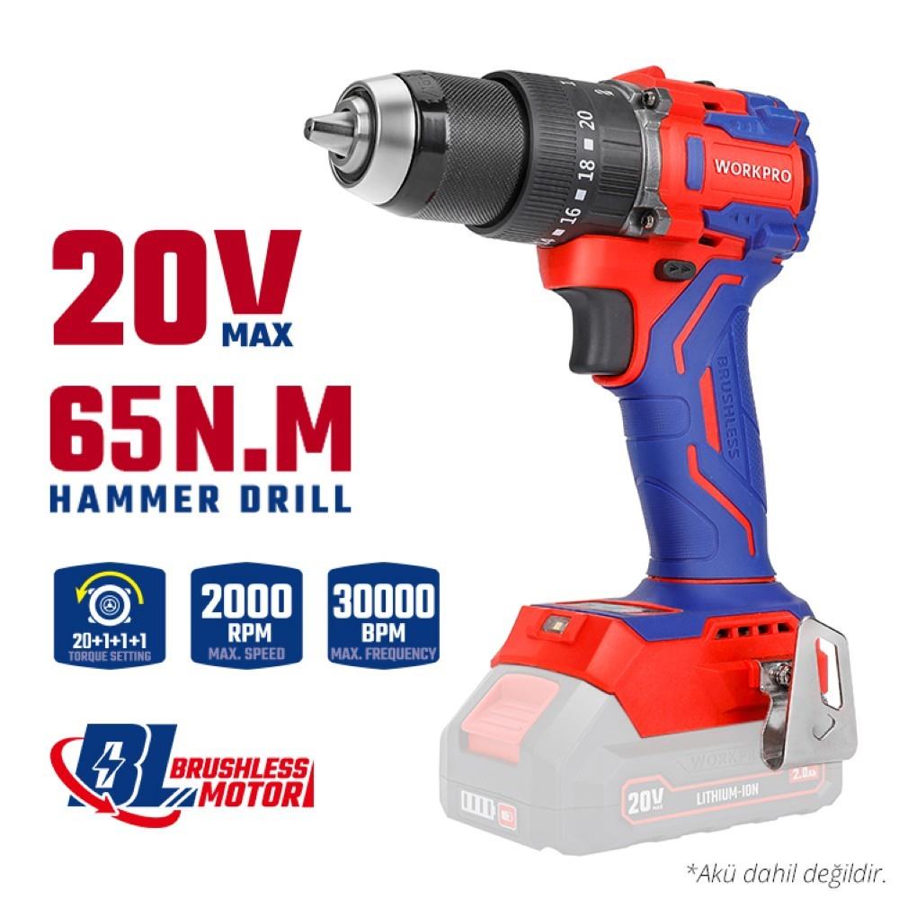 workpro-wp390016-20volt-65nm-komursuz-profesyonel-sarjli-darbeli-matkap-aku-dahil-degildir-27365
